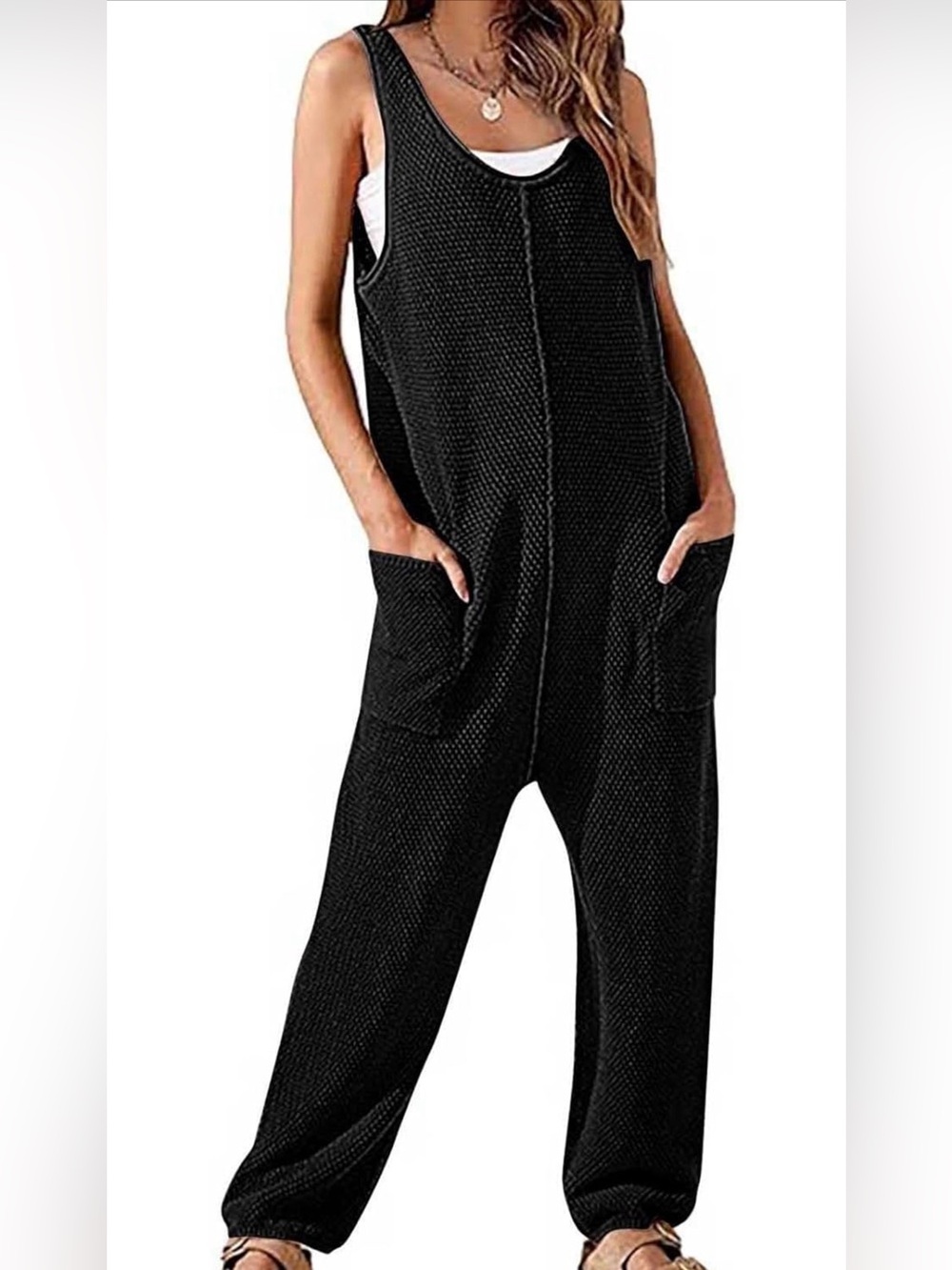 Free people beach Hailee Black Sleeveless Knit Jumpsuit
